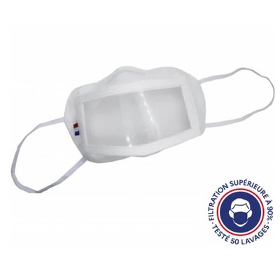 Masque inclusif transparent lavable UNS1 Blanc